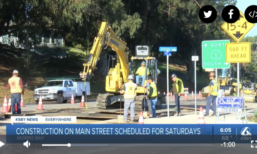 Construction on Main Street in Morro Bay scheduled for Saturdays